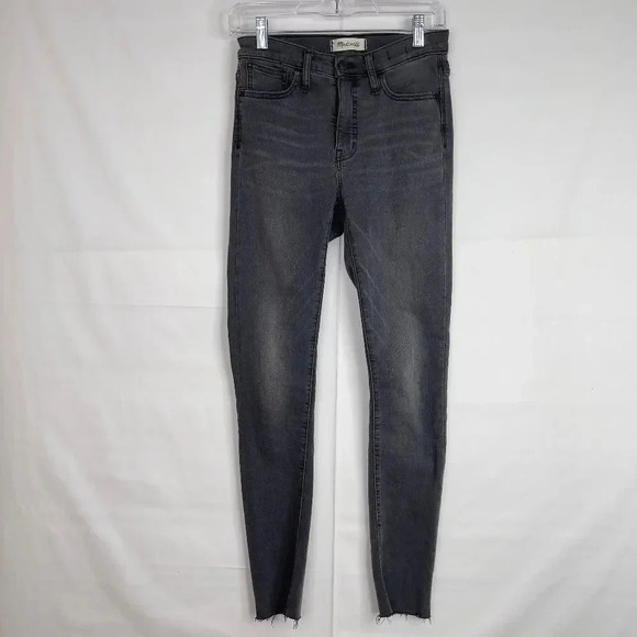 Madewell 9” Mid Rise Raw Hem Skinny Black Gray Jeans - Picture 1 of 11